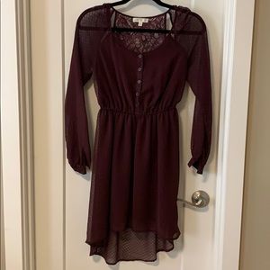 High low purple button up dress